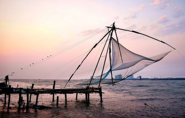 Sunrise at the Chinese fishing nets