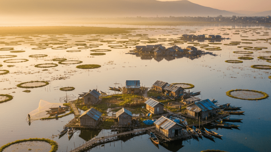 A Town Where Houses Float and Roads Do Not Exist