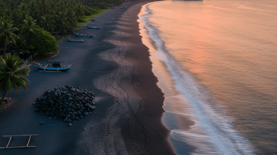 A Coastline Where Black Sand Replaces Golden Beaches