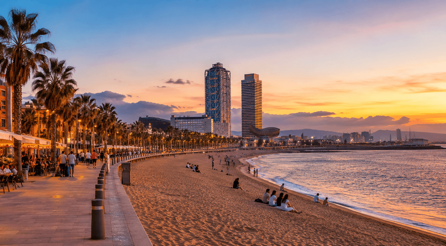 Enjoy a Relaxing Barceloneta Beach and Waterfront Evening