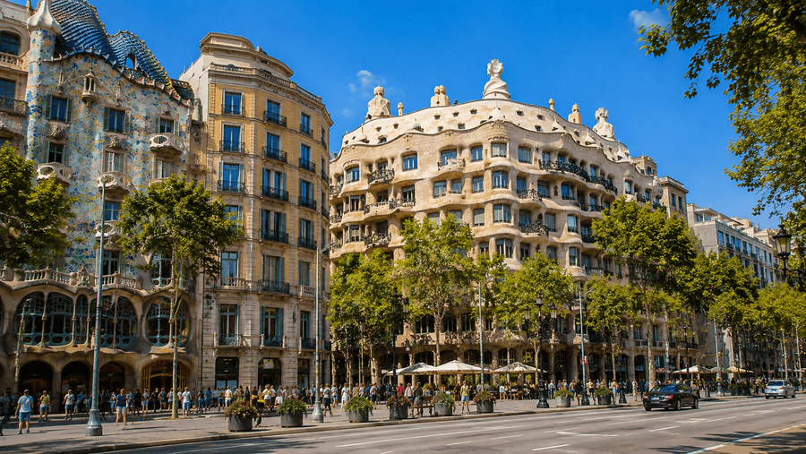 Casa Milà and Elegant Avenue Architecture