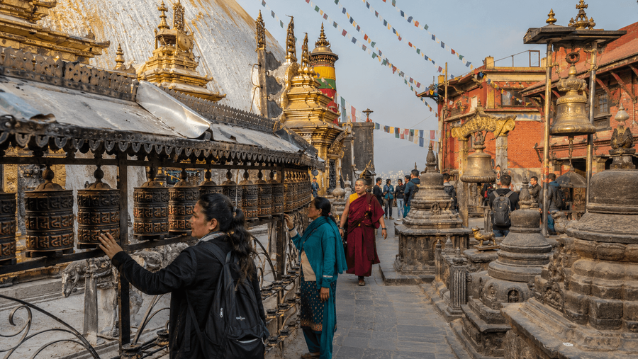 Explore Prayer Wheels, Shrines, and Monastery Areas