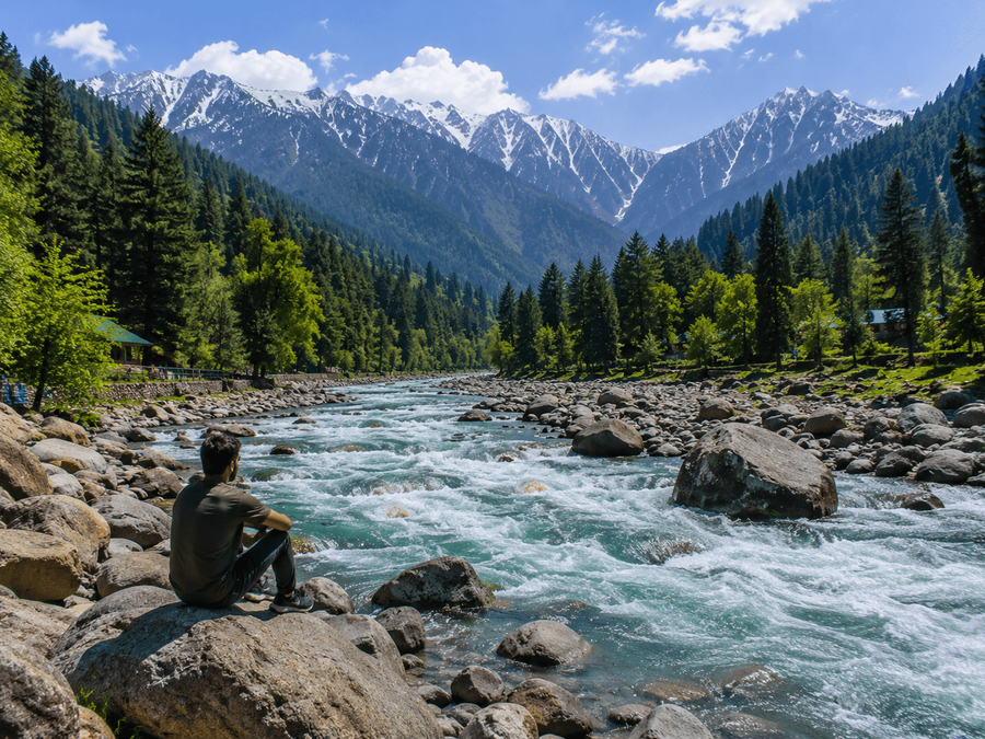 Boulder viewpoints and river soundscape