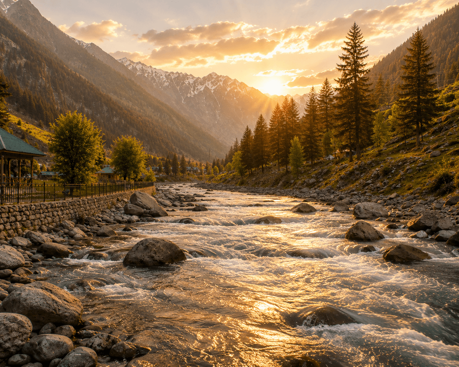 Golden-hour river glow