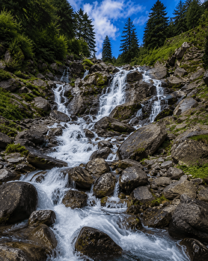 Natural rocky cascade