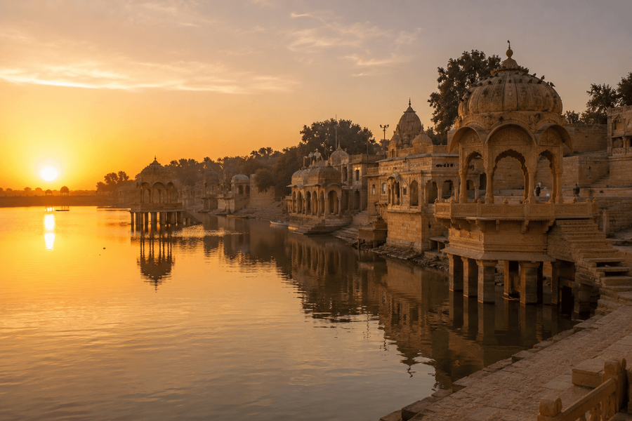 Lakeside chhatris and shrines
