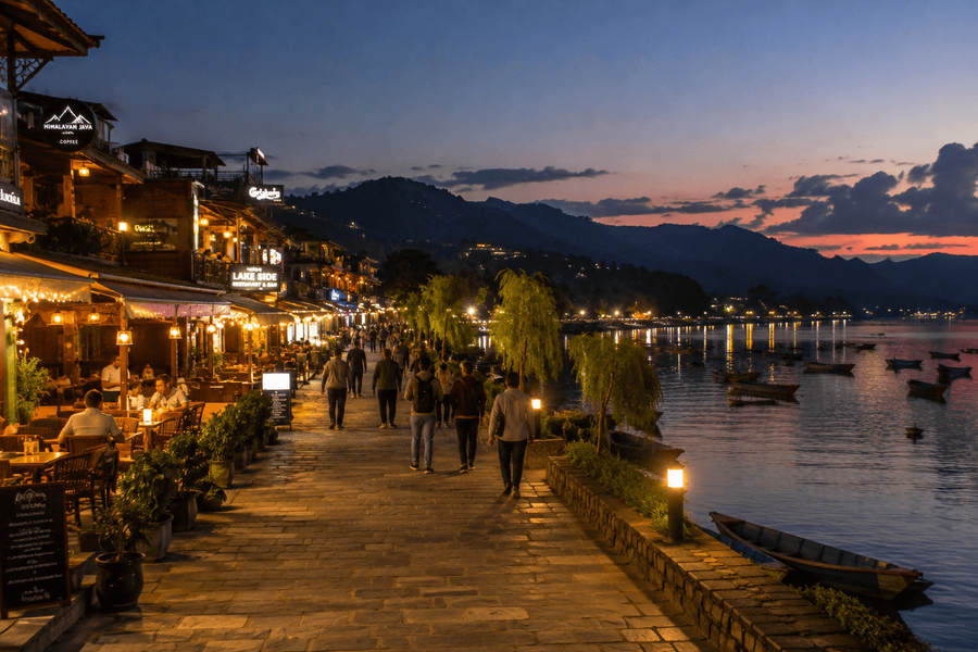 Evening lakeside promenade