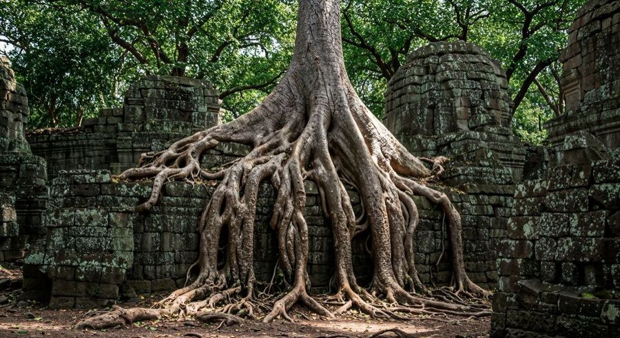 Bridges made from living tree roots, not concrete