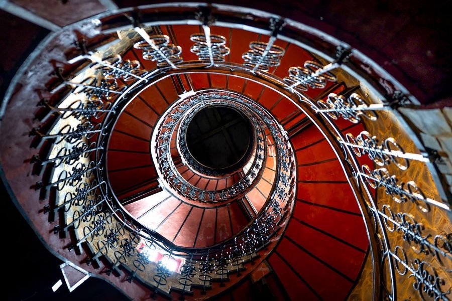 Red spiral staircase