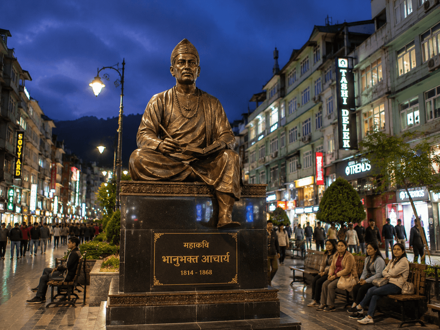 The bronze statue of Bhanubhakta Acharya