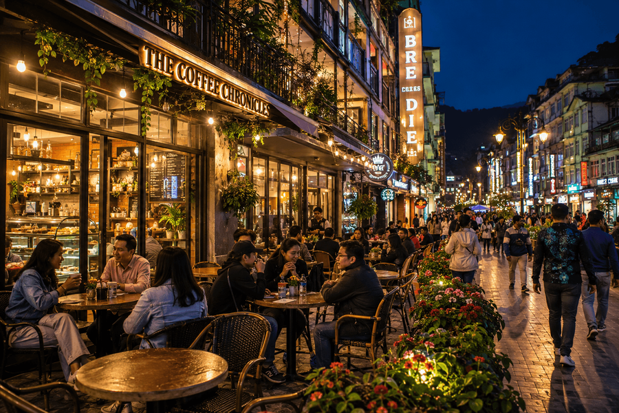 The vibrant evening cafe culture