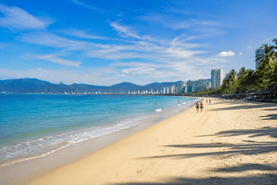 Wide sandy shoreline