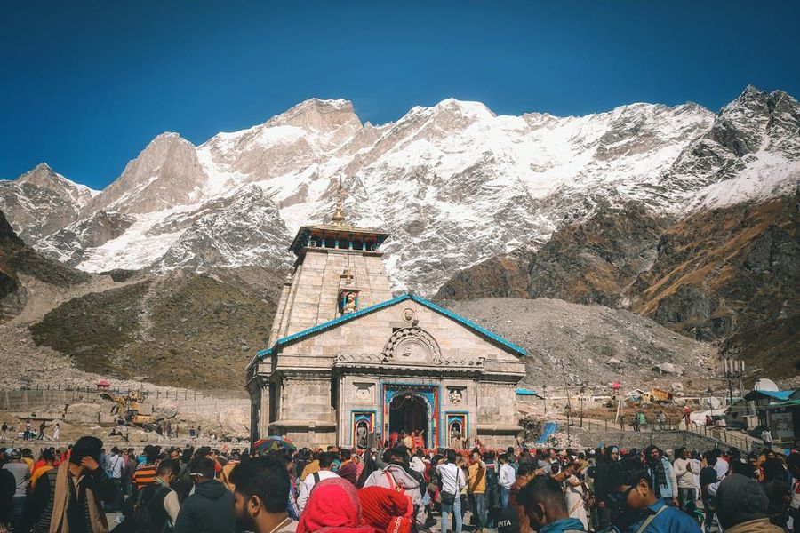 Temple with Kedarnath Peak