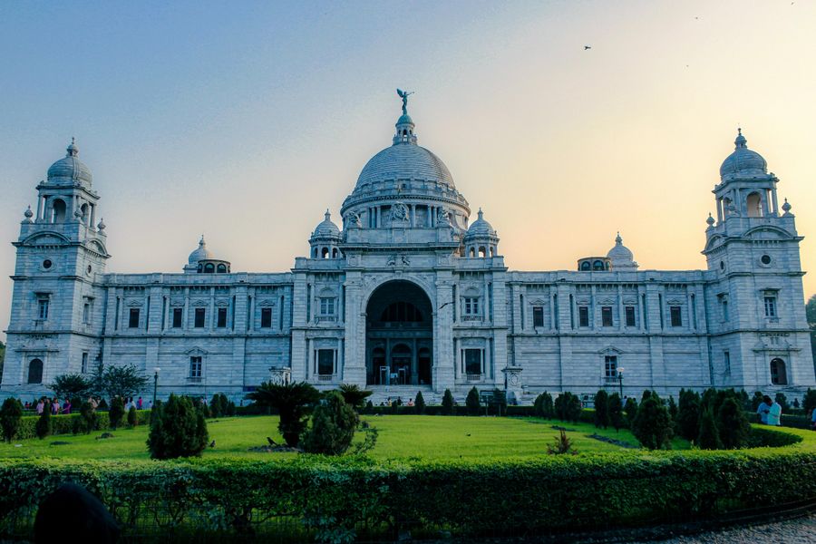 White Marble Facade at Sunset
