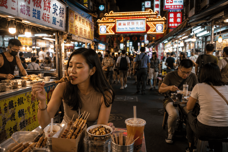 Eating at Raohe Street Night Market 